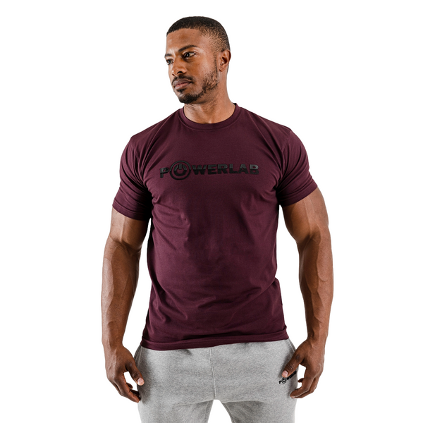 Half Stripes Tee-Maroon