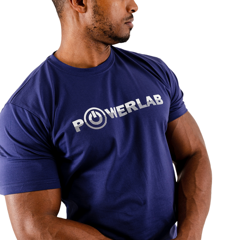 Half Stripes Tee-Indigo Blue