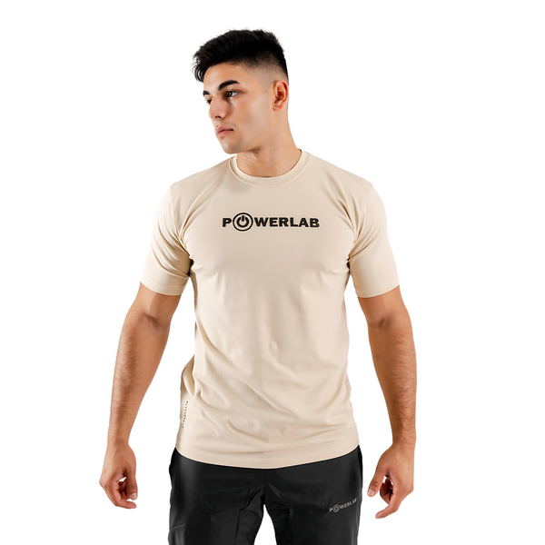 Half Stripes Tee-Sand